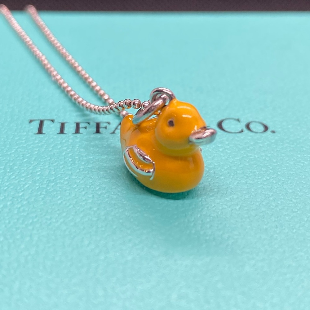 Tiffany & Co. Sterling Silver Yellow Enamel Duck Charm Only. No chain included